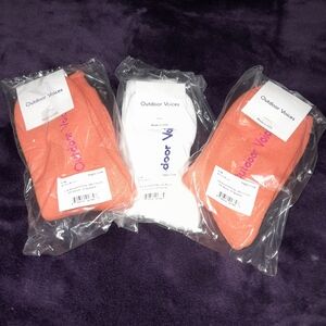 Outdoor Voices Crew Socks. 3 pairs. Orange and White